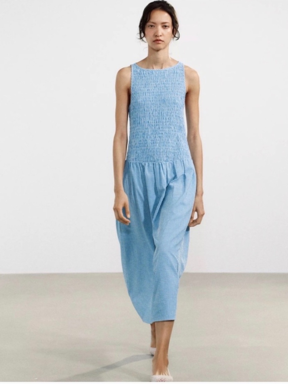 Zara gingham dress light blue size S